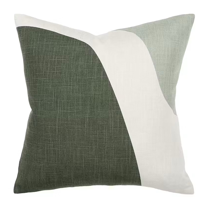 A mixed green cotton cushion 