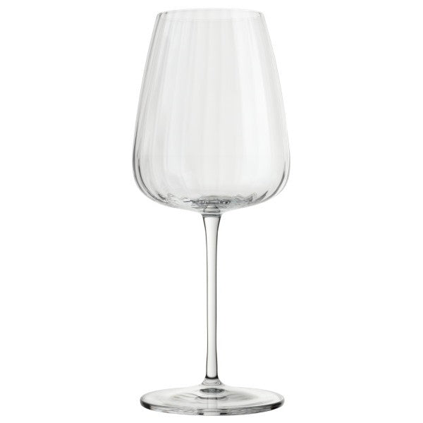 Clear wine glass on a white background