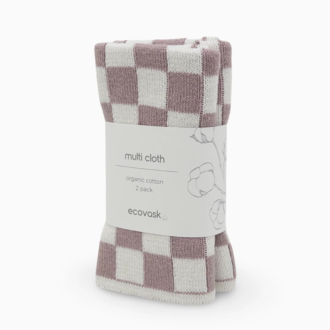 Ecovask Multi Cloth 2pk Orchid Chequer