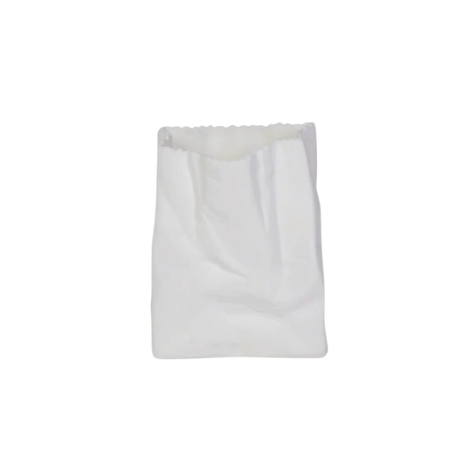 White ceramic lollie bag or paper bag vase 
