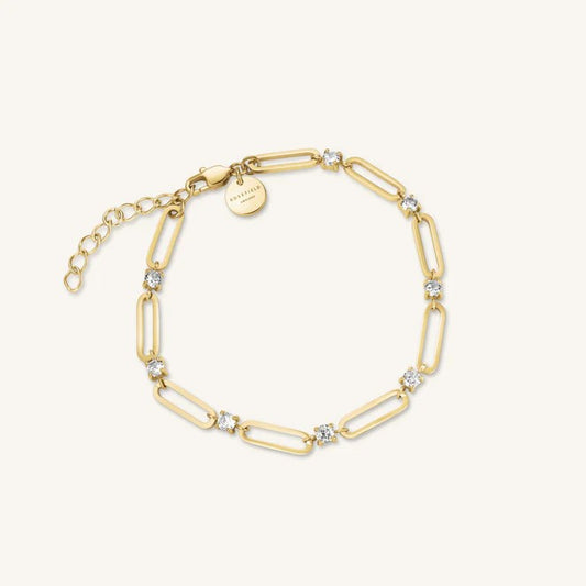 Rosefield Crystals Paperclip Bracelet Gold