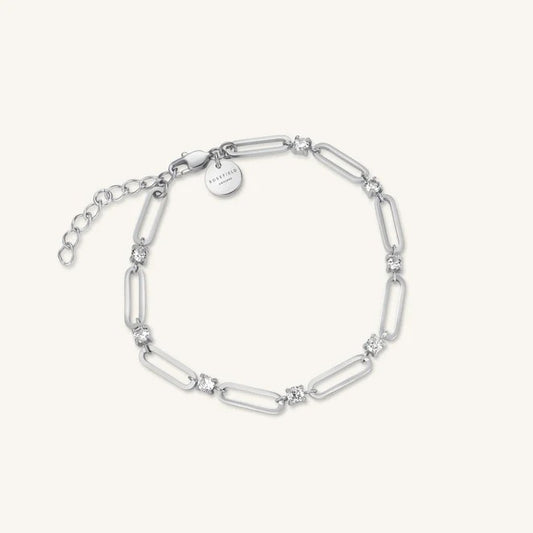 Rosefield Crystals Paperclip Bracelet Silver