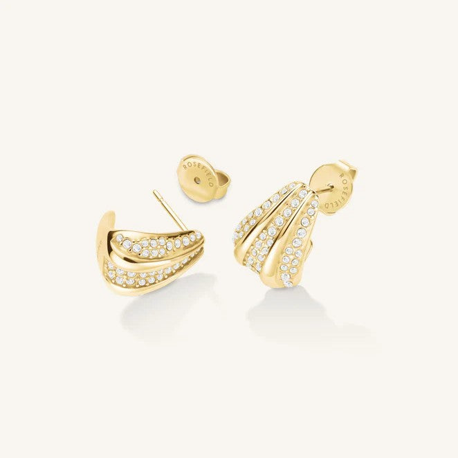 Rosefield Pave Striped Studs Gold