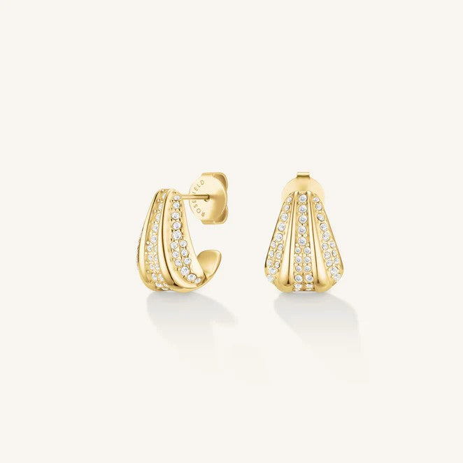 Rosefield Pave Striped Studs Gold