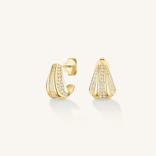 Rosefield Pave Striped Studs Gold