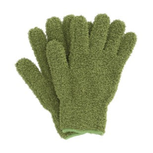 Pair of green gloves on a white background