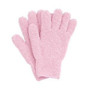 Pair of pink gloves on a white background