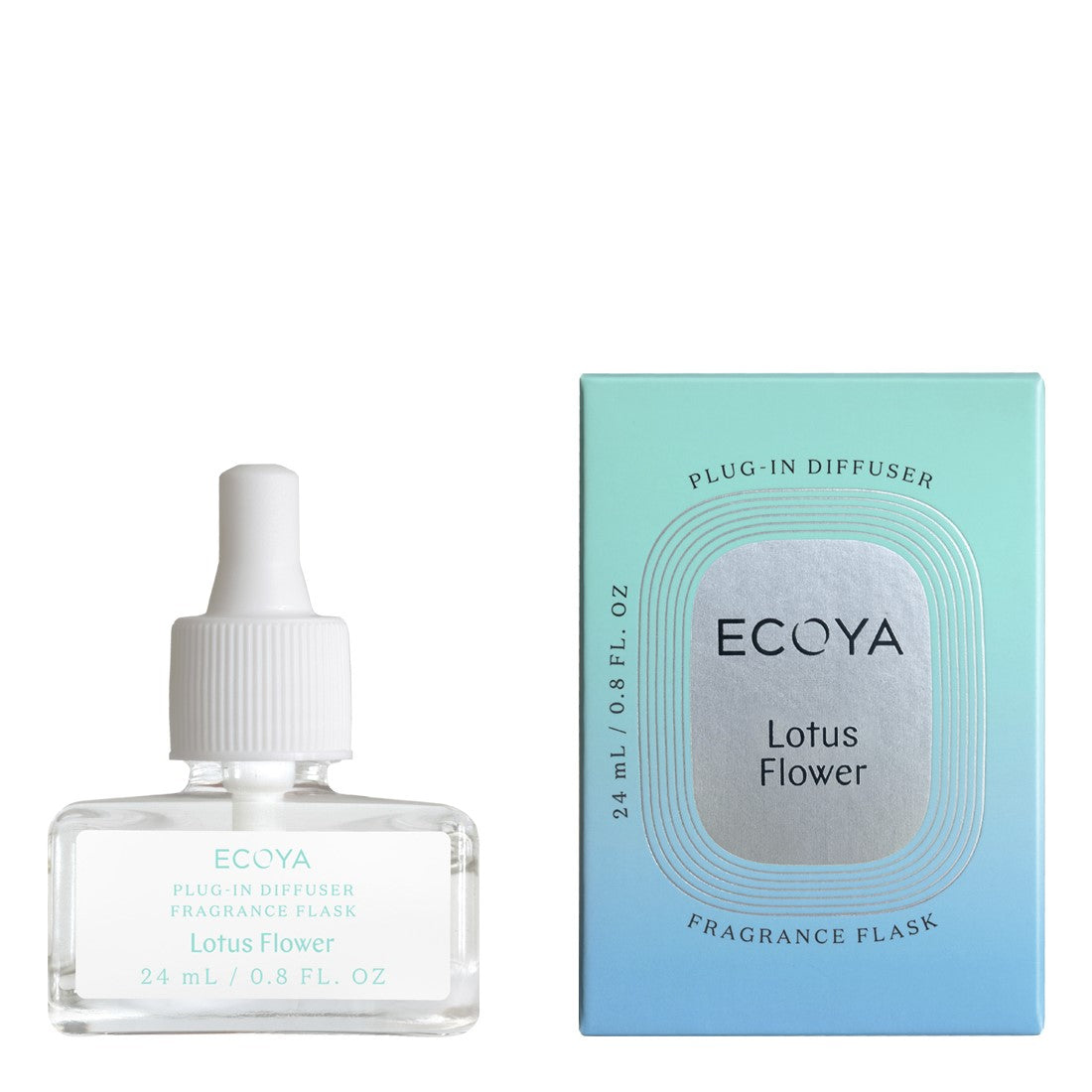 ECOYA Lotus Flower fragrance flask in clear glass with a white dropper,