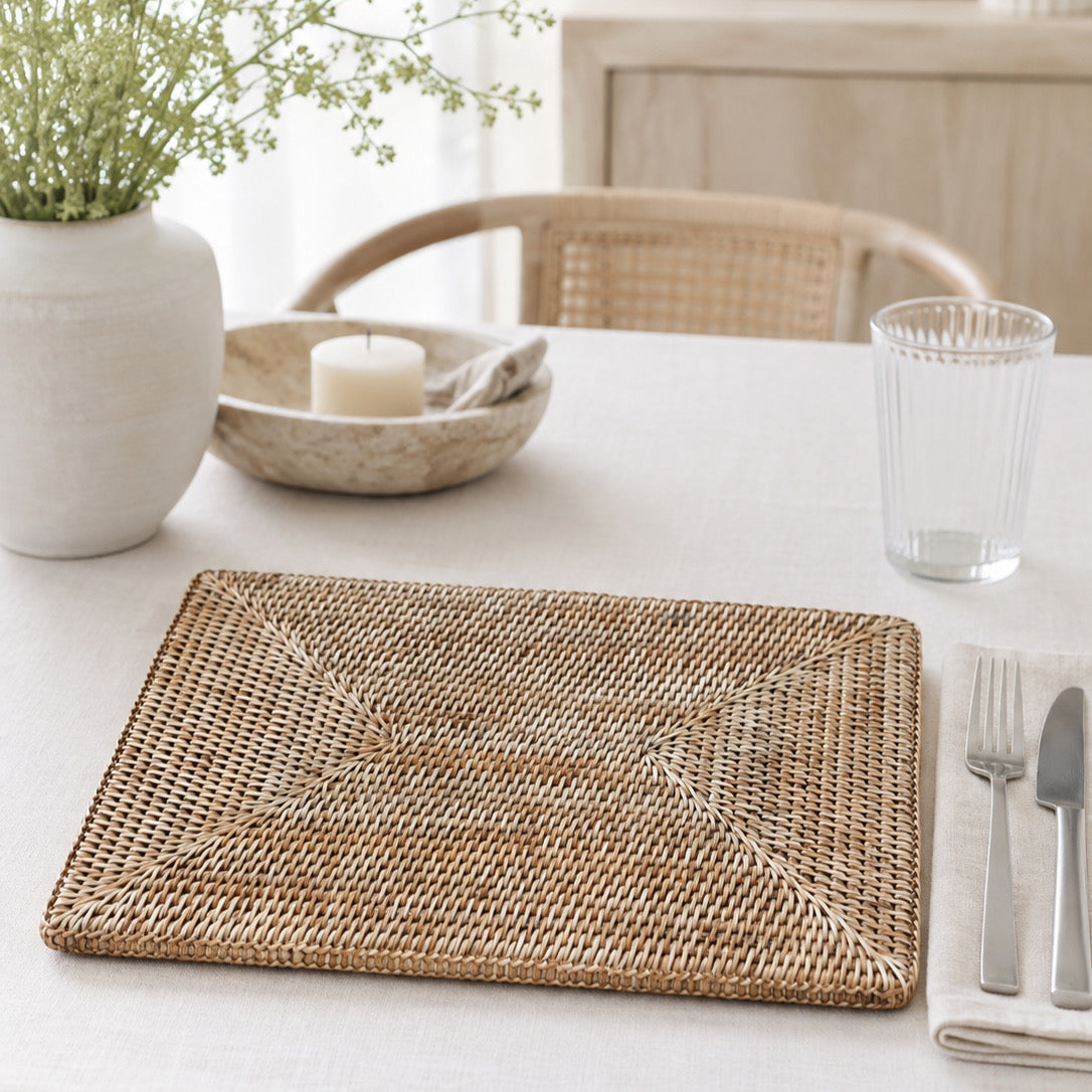 Rattan Rectangle Placemat Natural