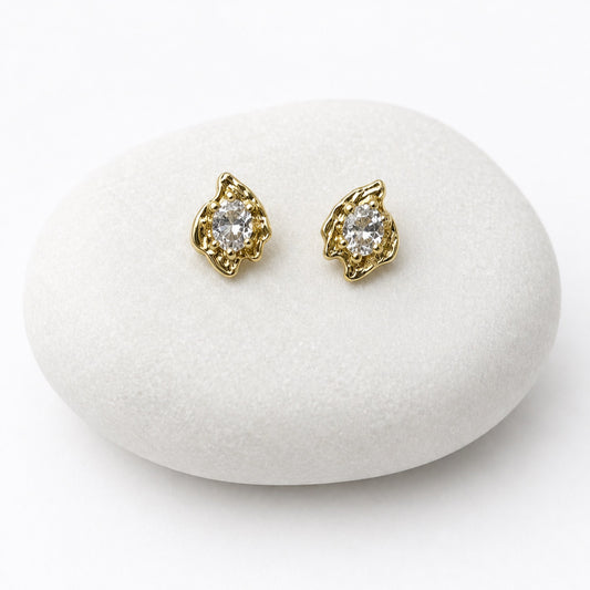 Gold earrings with clear stones