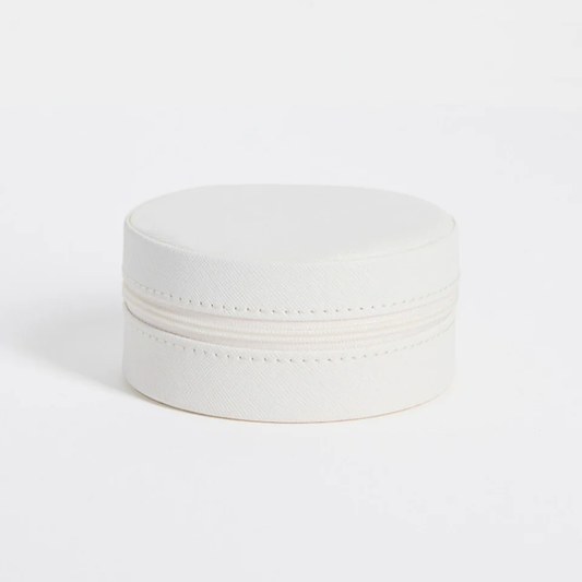 Round White Jewellery Travel Case