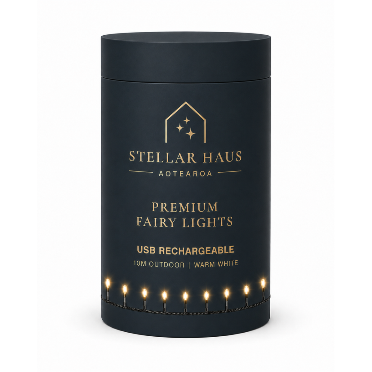 Fairy Lights USB Rechargeable 10m Black Cable Indoor/Outdoor Warm White