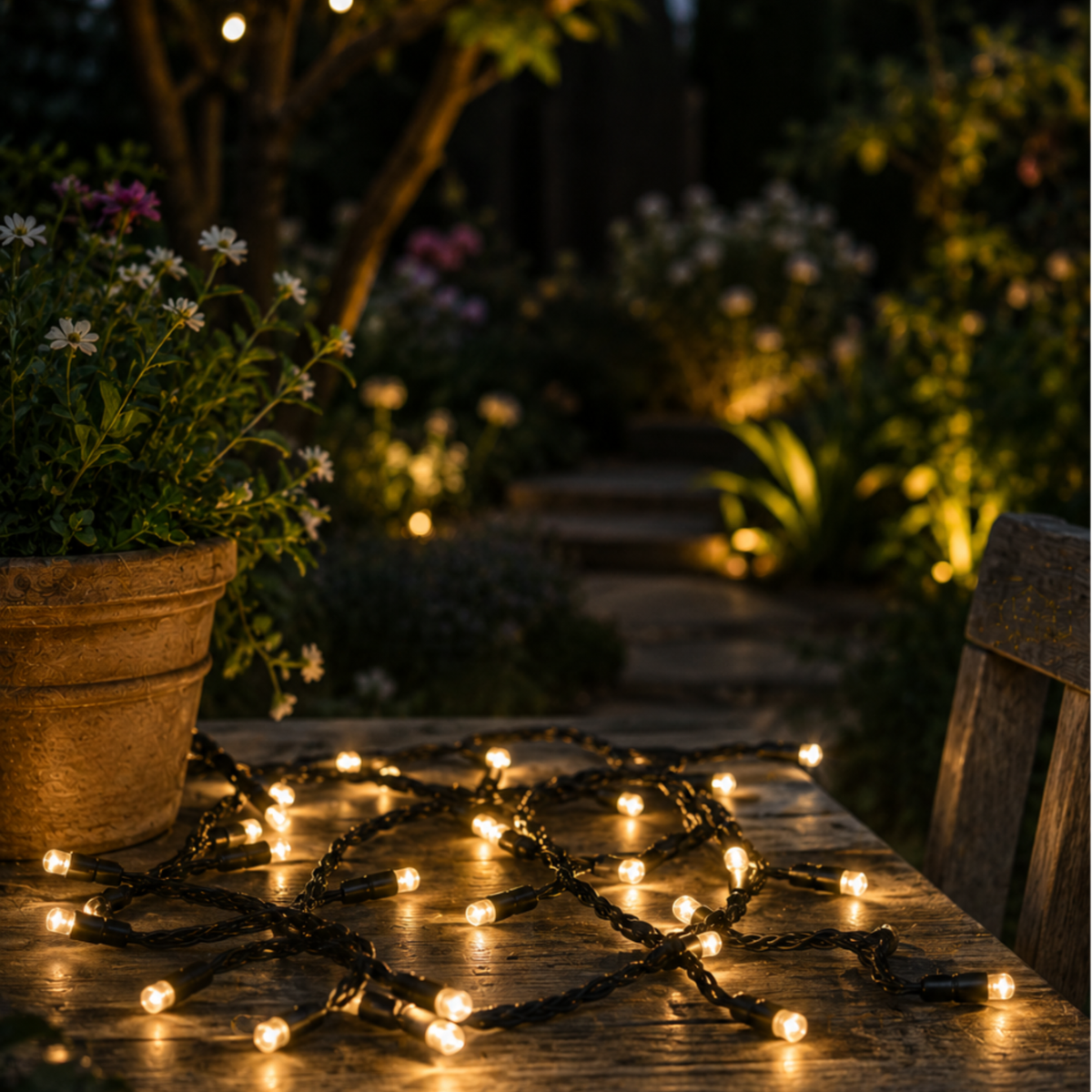 Fairy Lights USB Rechargeable 10m Black Cable Indoor/Outdoor Warm White