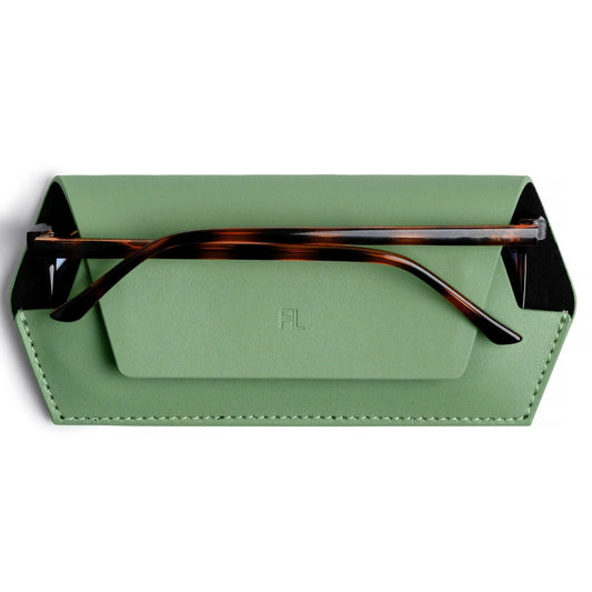 Fox & Leo Leather Glasses Case Sage