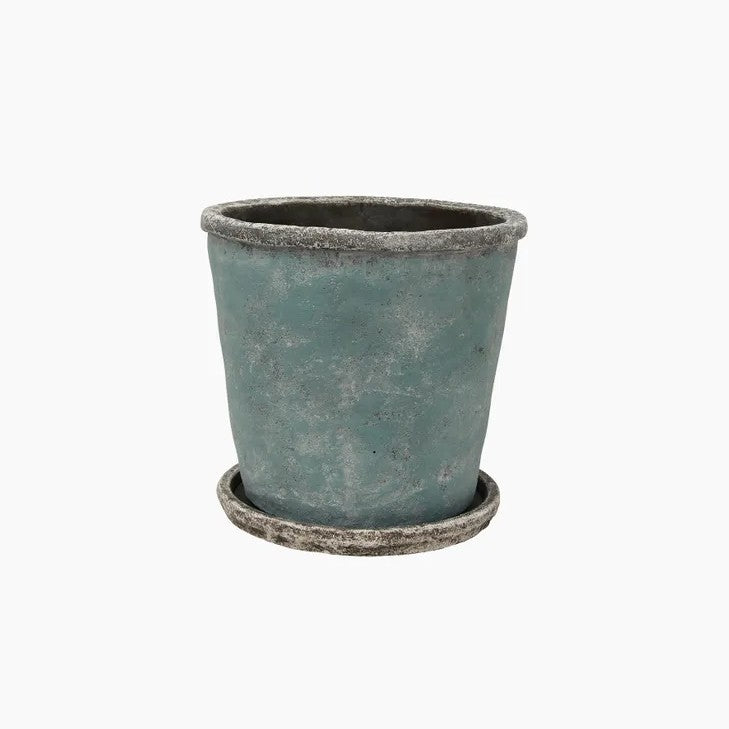 Sea Blue Plant Pot & Saucer Medium