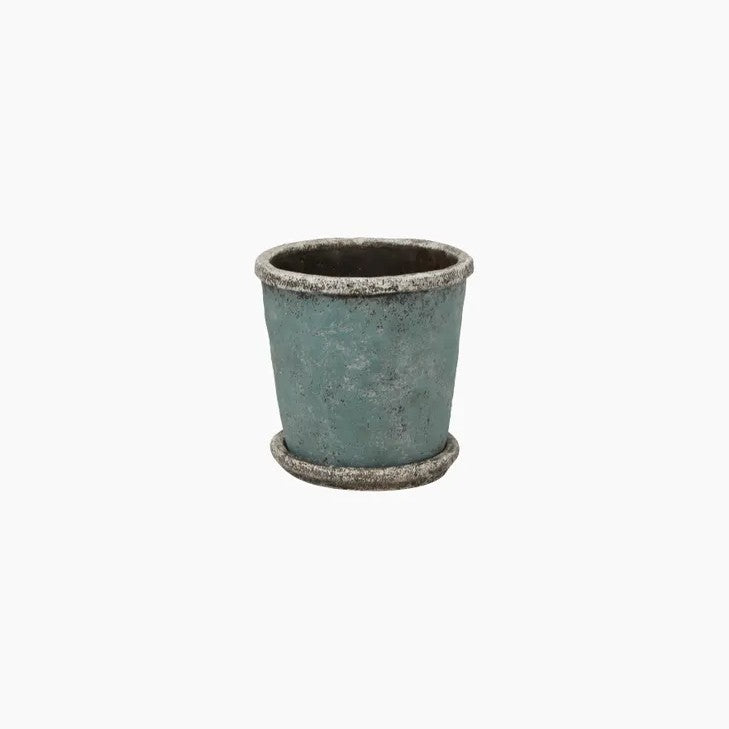 Sea Blue Plant Pot & Saucer Small