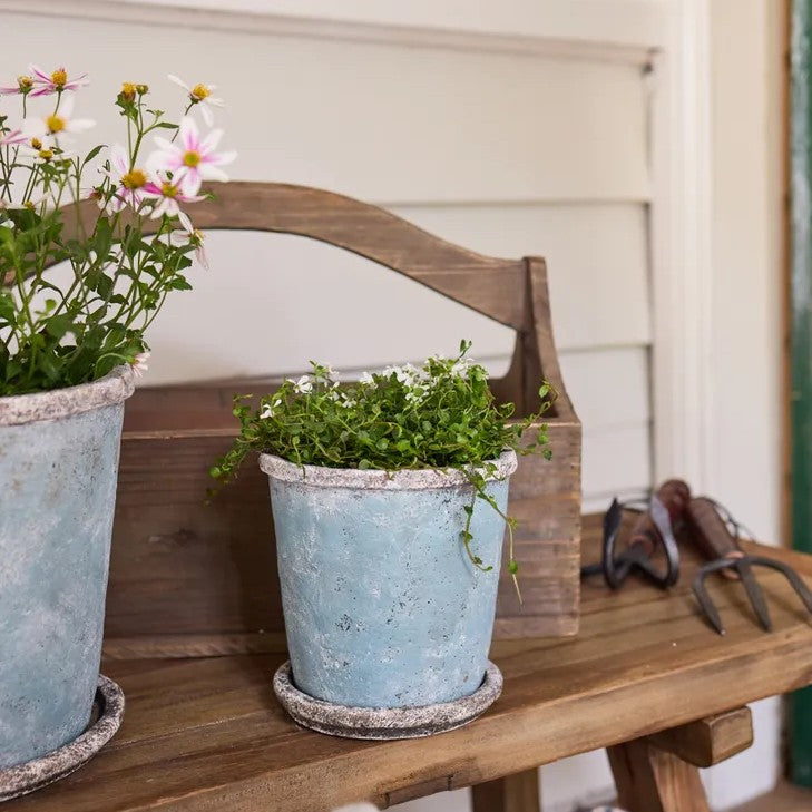 Sea Blue Plant Pot & Saucer Small