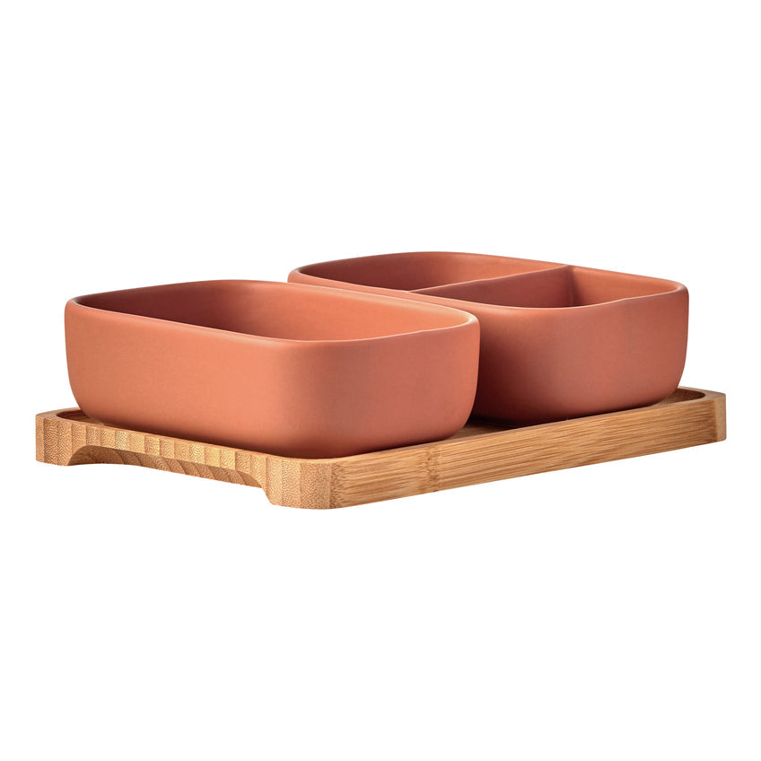 Share Rectangle Bowls with Tray Terracotta