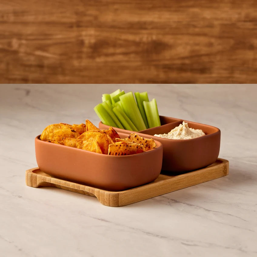 Share Rectangle Bowls with Tray Terracotta