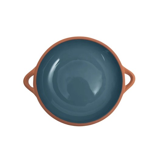 Large Blue glazed terracotta dish 