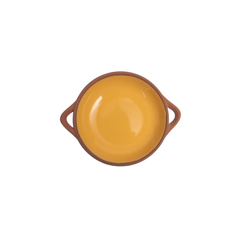 Yellow glazed terracotta tappas dish 