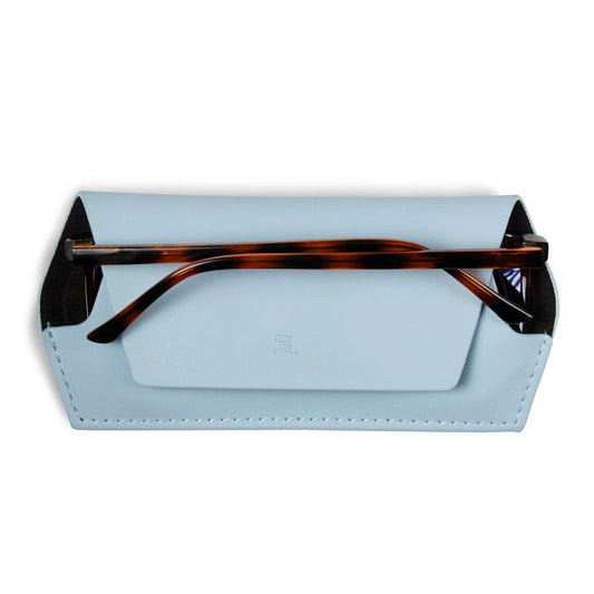Fox & Leo Leather Glasses Case Sky Blue
