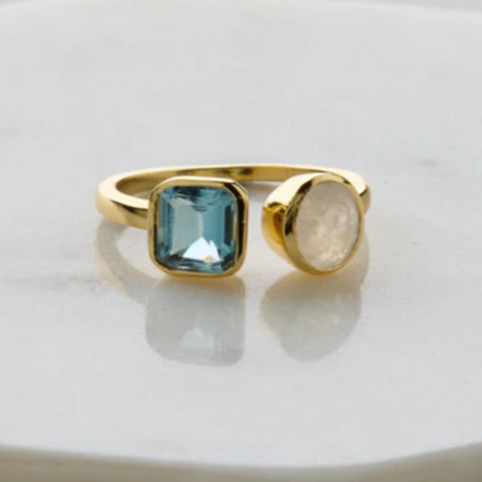 Zafino Skylar Ring Moonstone Blue Topaz 8