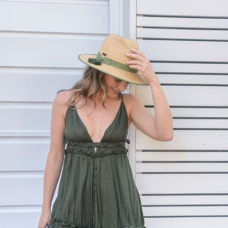 Sonia Panama Olive Ribbon w Tassel