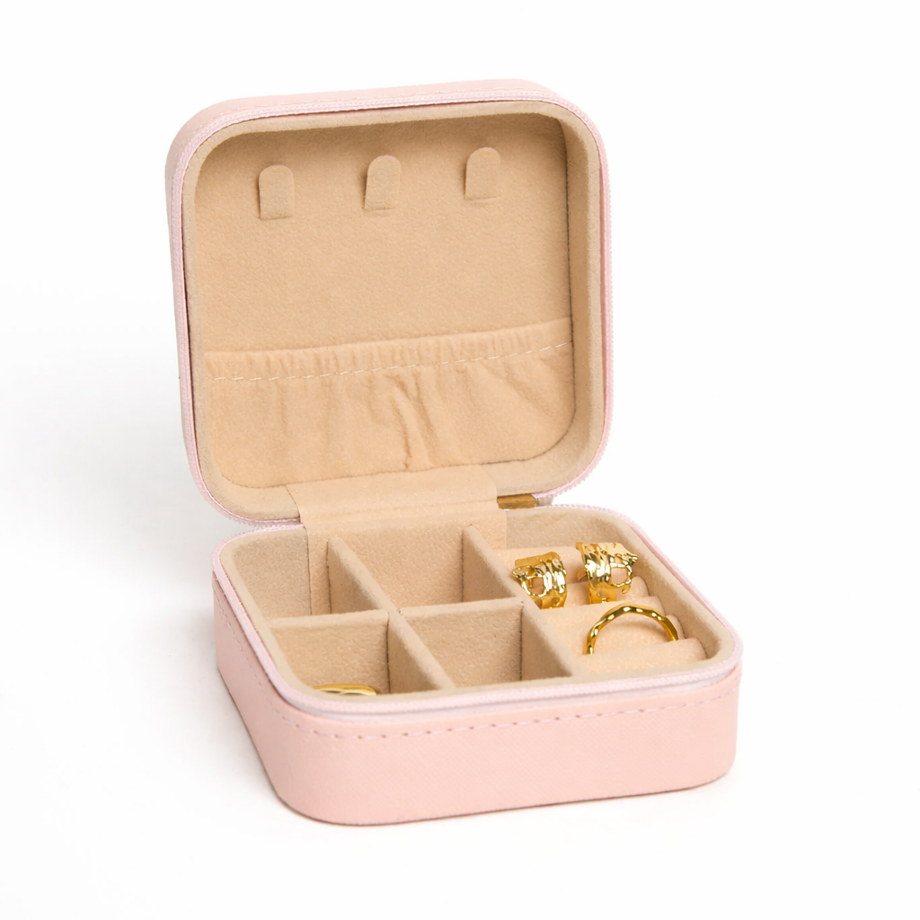 Square Pink Jewellery Travel Case