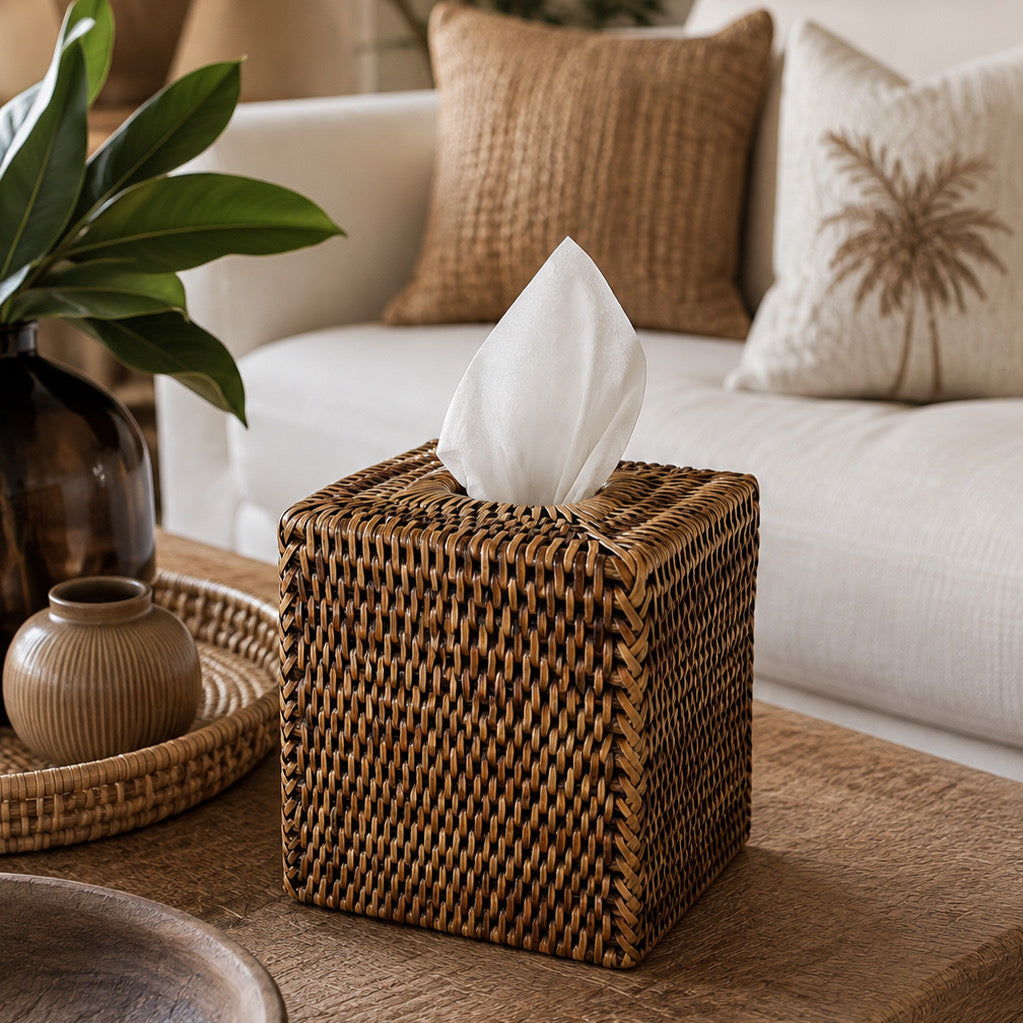 LM Rattan Square Tissue Cover