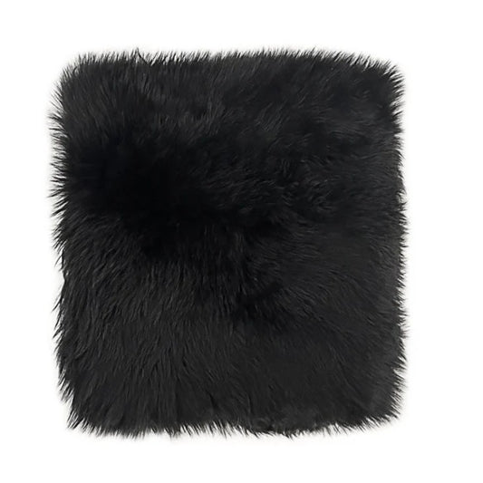 Black fluffy square pillow