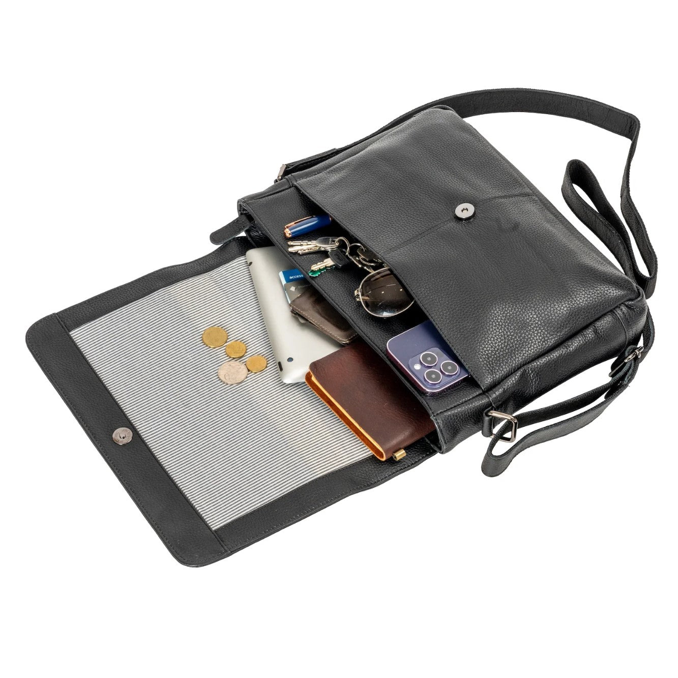 Leather Messenger Bag Steven Black