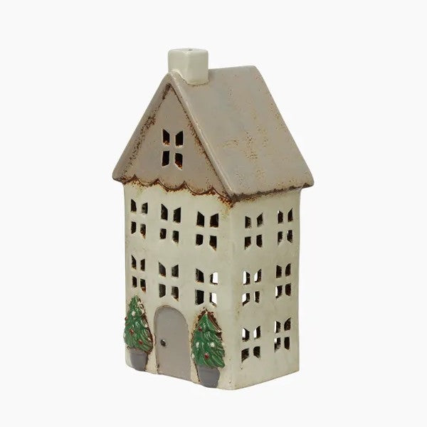 Christmas Tea Light House Stone with Pots  Medium