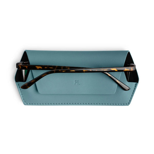 Fox & Leo Leather Glasses Case Teal
