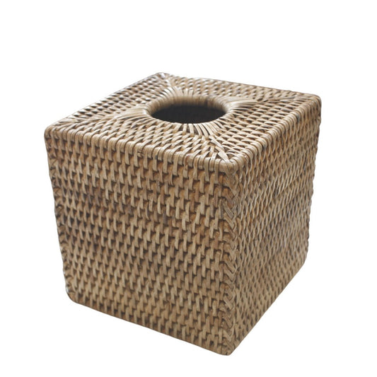 Rattan Tissue Box Cover Square Natural