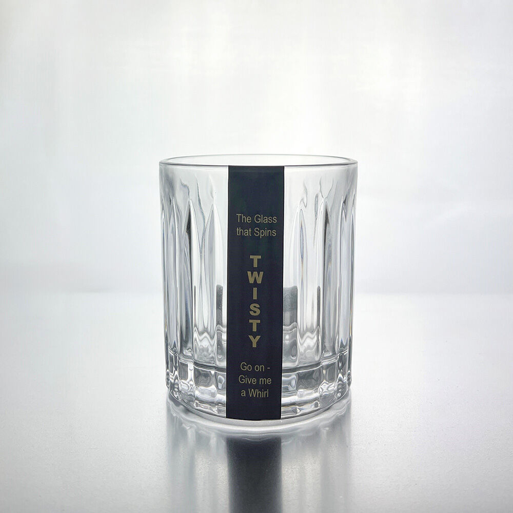 Twisting glass clear with lines for whirling 