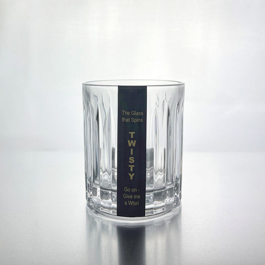 Twisting glass clear with lines for whirling 