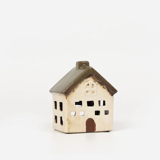 Small ceramic house-shaped lantern