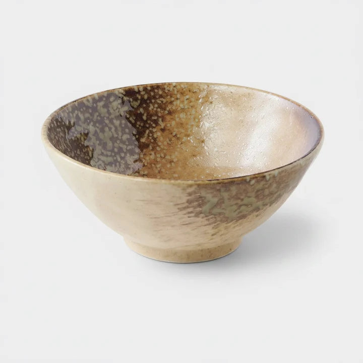 Ceramic bowl with brown and beige glaze 