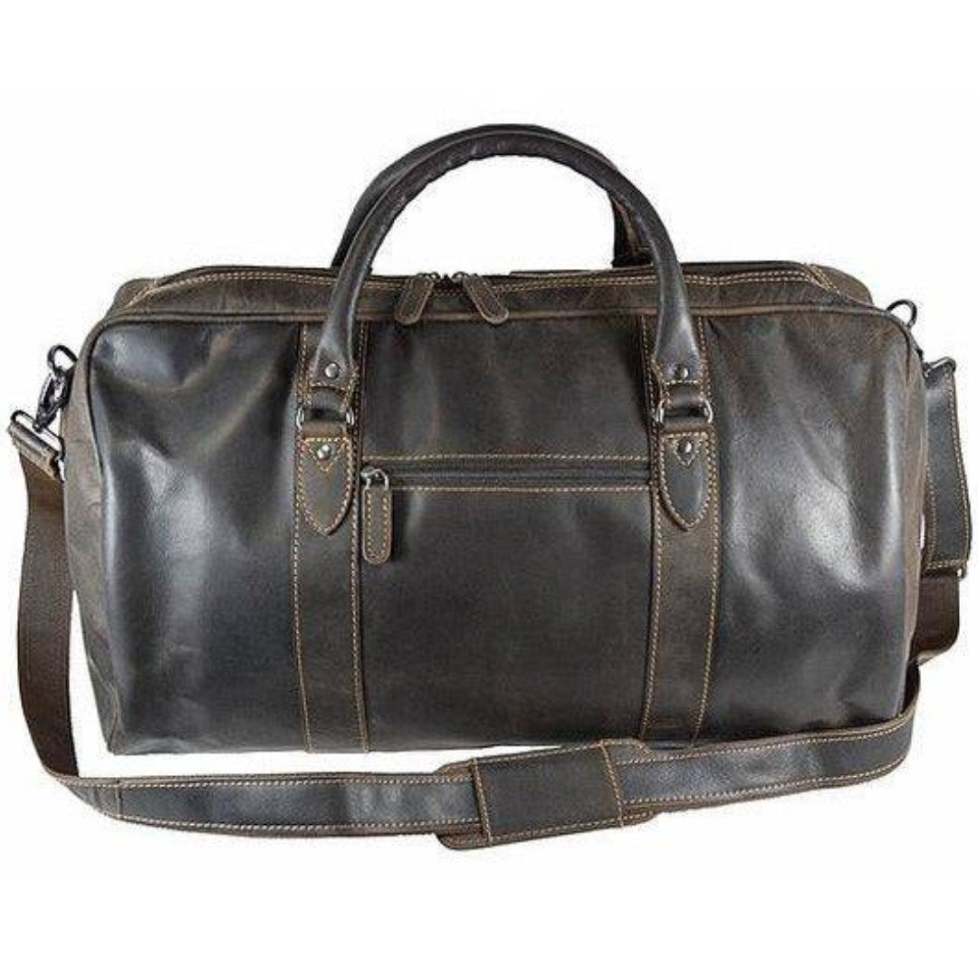 large travel over night bag with shoulder strap and handles made from genuine leather 