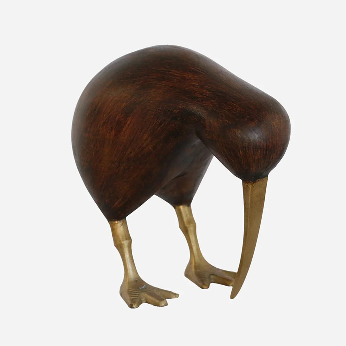 Wooden kiwi with brass legs 