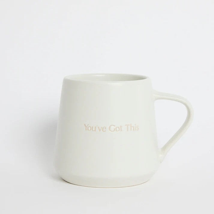 White mug with 'You've Got This' text on a white background
