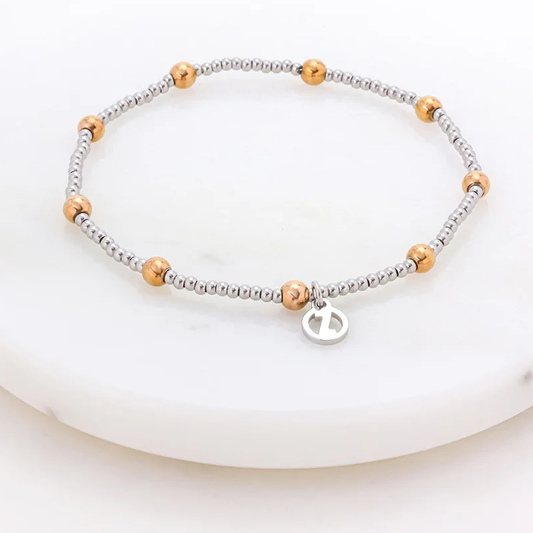 Bracelet with gold and silver beads