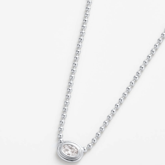 Silver necklace with a small diamond pendant
