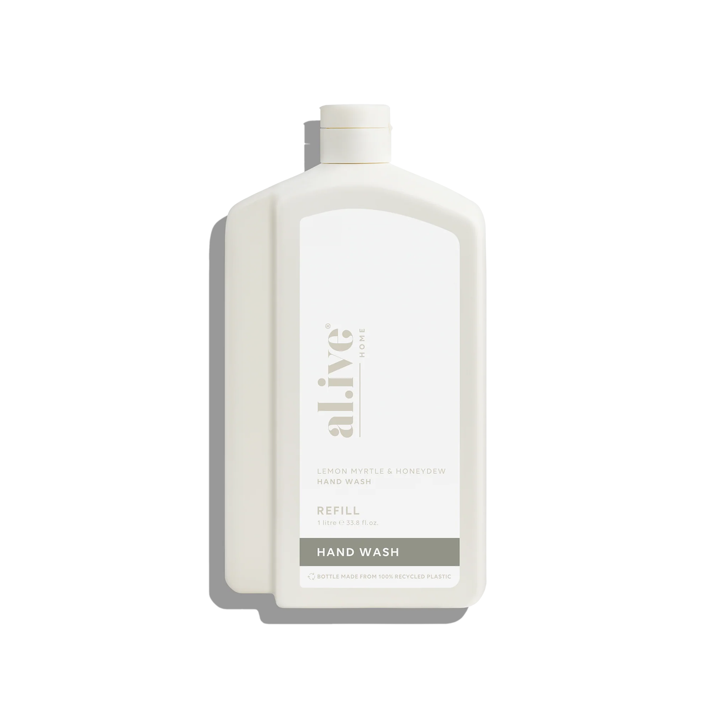 Hand wash refill bottle with 'alive' branding on a white background