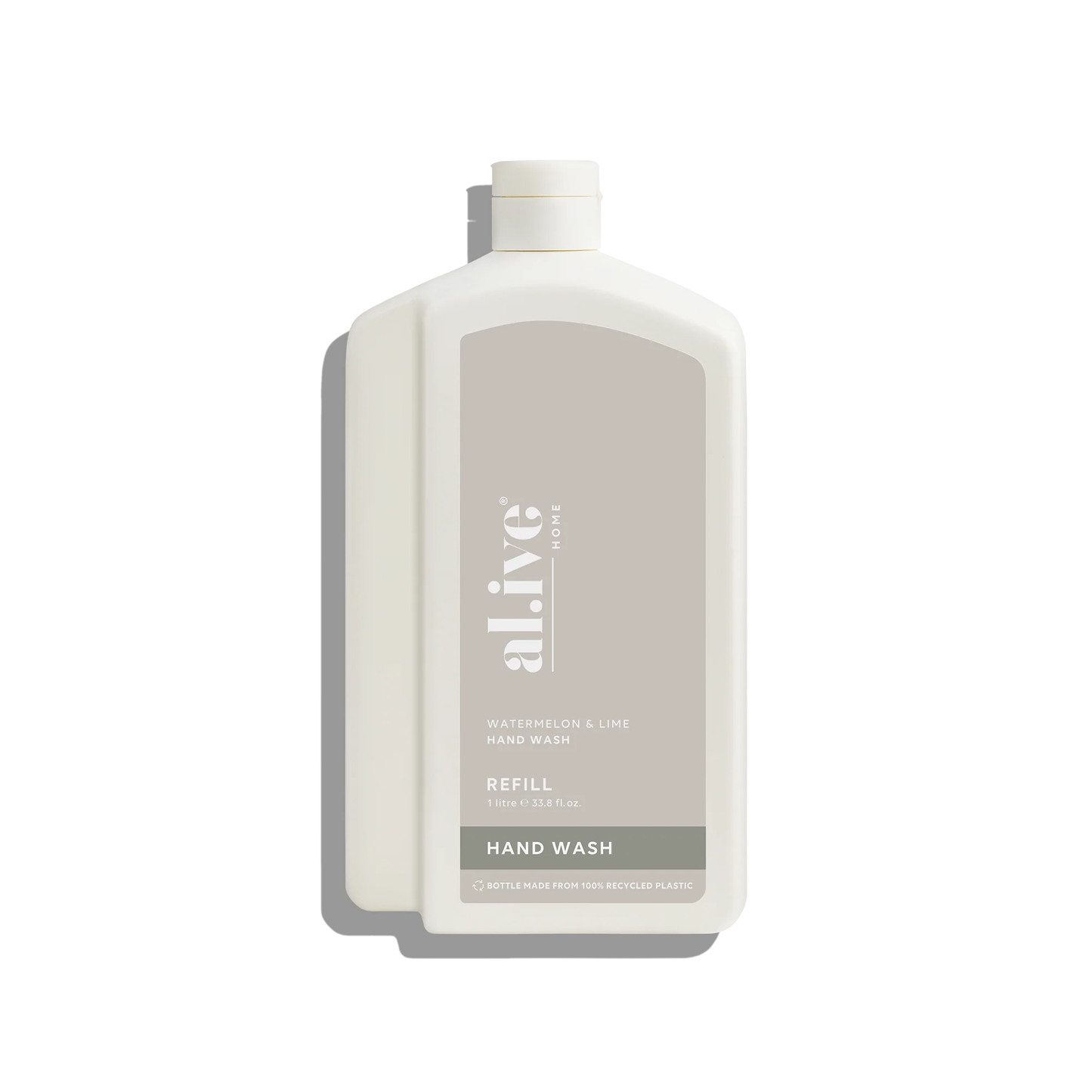 Hand wash refill bottle with 'alive' branding on a white background