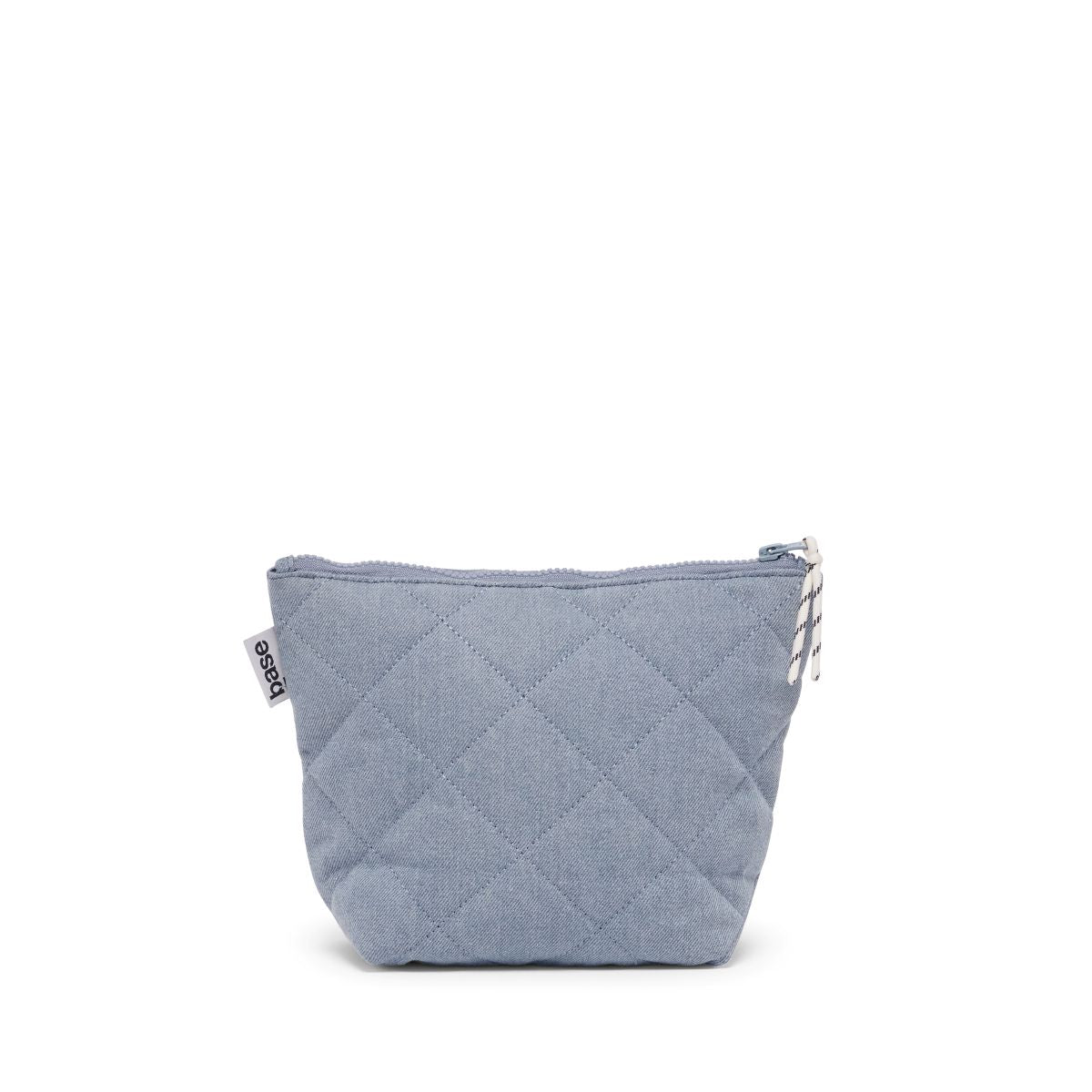 Quilted blue pouch with a zipper