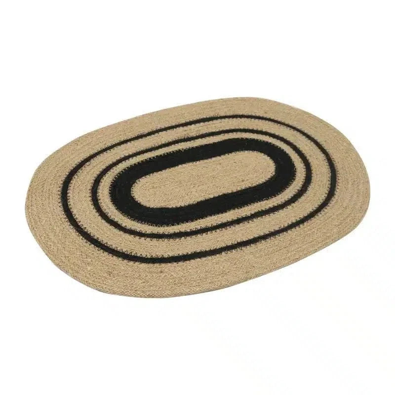 jute oval black and natural placemat 
