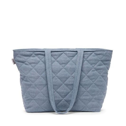 Quilted blue tote bag 